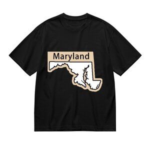 Maryland Map Graphic Tee in Black and Cream